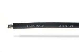 Cable 12AWG noir (3.58mm²) silicone super souple - 1m