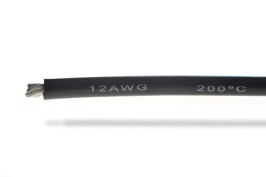 Cable 12AWG noir (3.58mm²) silicone super souple - 1m