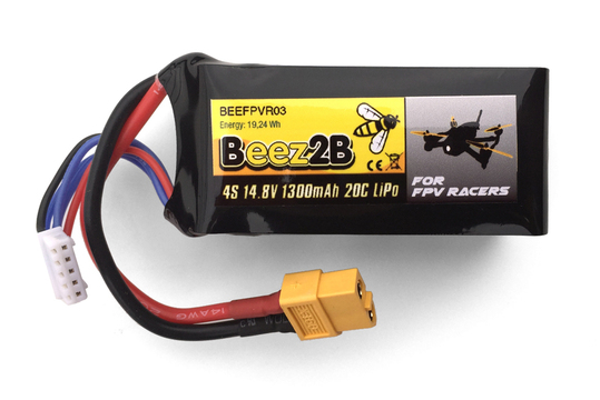 Lipo 1300mAh 20c 4S 14.8v pour FPV racer