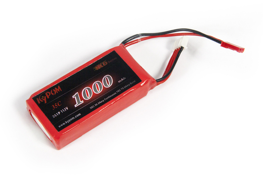 LIPO 1000mah 35C 3S connecteur JST (BEC rouge) Kypom