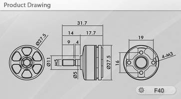 Moteurs F40 2204 2300 kv (X2) T-MOTOR