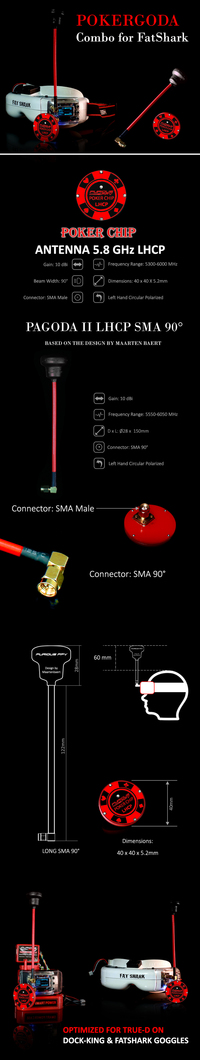 Pack Antennes Pokergoda Combo 5.8Ghz LHCP - Furious FPV